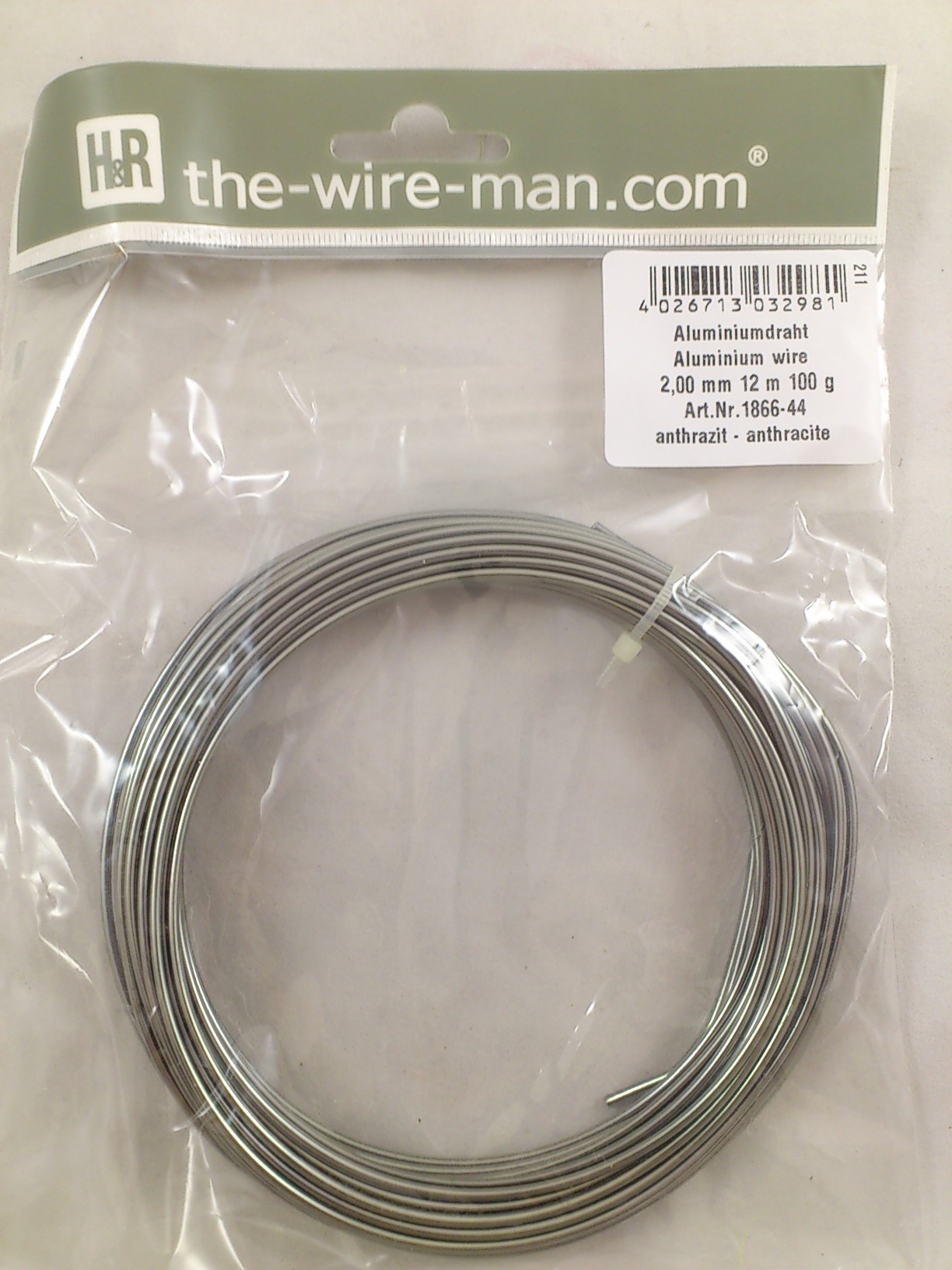 Aluminium wire anthracite 2mmx12m